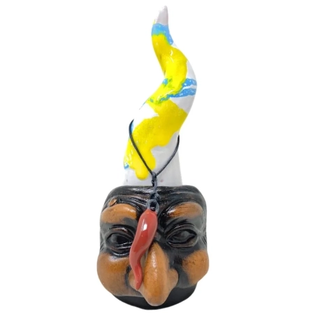 Corno multicolore di Pulcinella in ceramica 15 cm