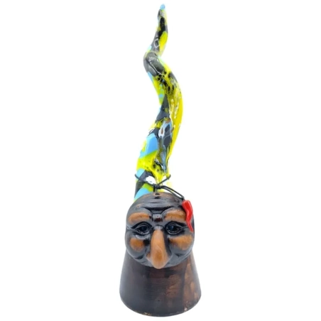 Corno multicolore di Pulcinella in ceramica 30 cm