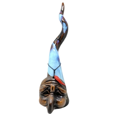 Corno di Pulcinella in ceramica  azzurro multicolore 50 cm