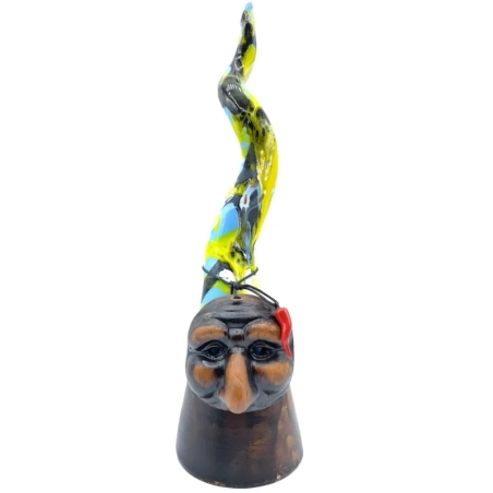 Corno Pulcinella multicolore in ceramica da tavolo 50 cm
