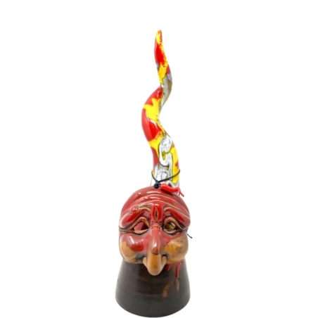 Corno rosso multicolore di Pulcinella in ceramica 30 cm