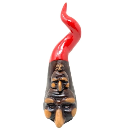 Corno pulcinella tris di maschere rosso in ceramica da tavolo 25 cm
