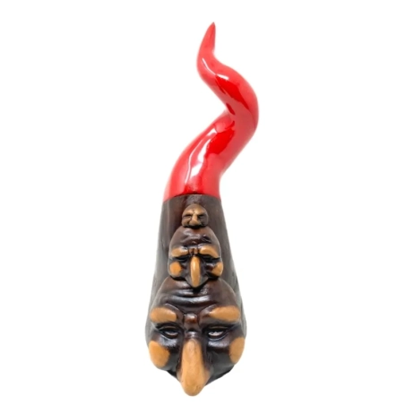 Corno pulcinella tris di maschere rosso in ceramica da tavolo 20 cm