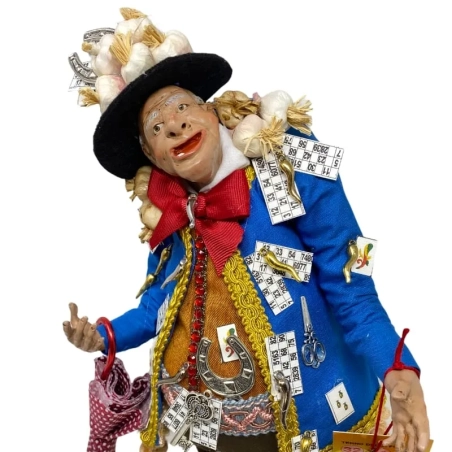 Gobbo scartellato napoletano con occhi in vetro 40 cm