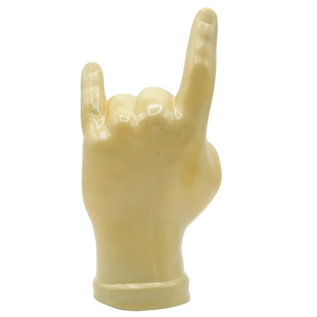 Corna mano portafortuna giallo in terracotta