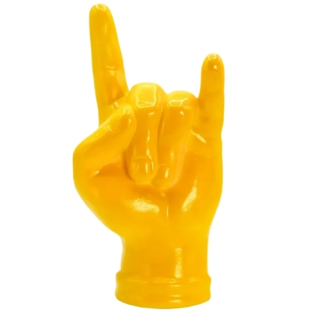 Corna mano portafortuna giallo in terracotta