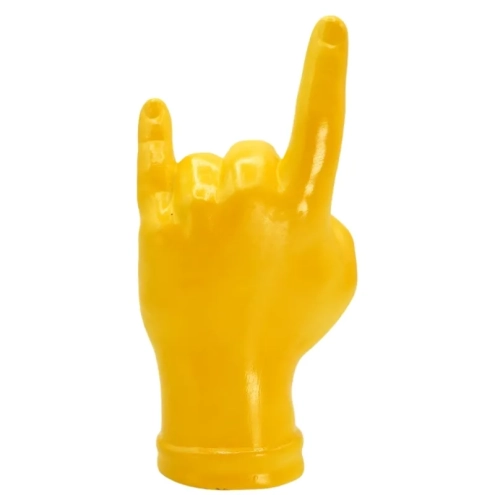 Corna mano portafortuna giallo in terracotta