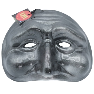 Maschera di Pulcinella argento in ceramica 25 cm