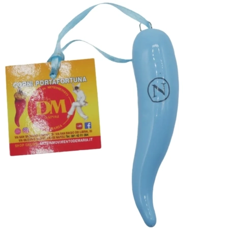 Corno azzurro del Napoli in ceramica 9 cm