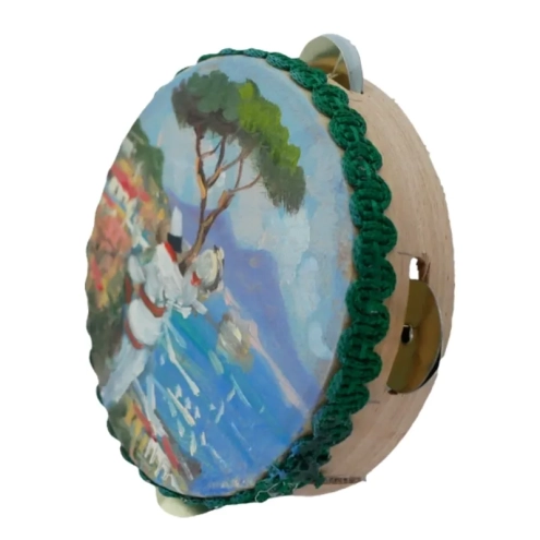 Tamburello con dipinto di Pulcinella 8 cm