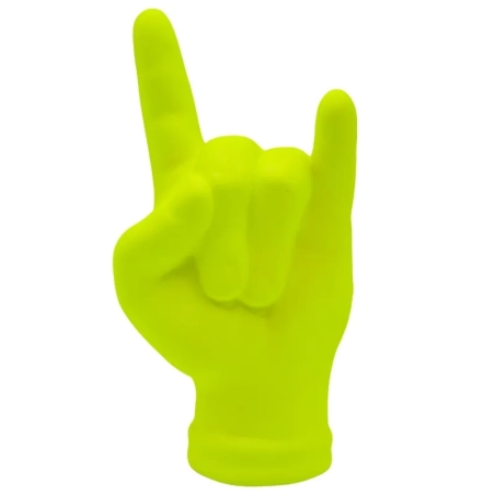Corna mano portafortuna giallo fluo in terracotta