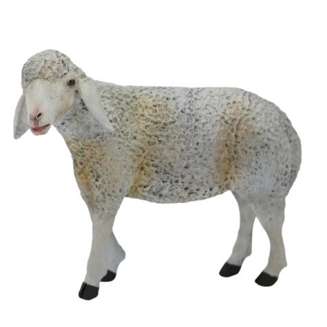 Agnello in terracotta con occhi di vetro