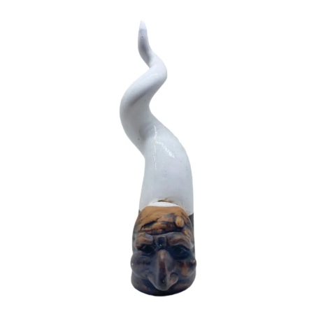 Corno pulcinella bianco in ceramica da tavolo 12 cm