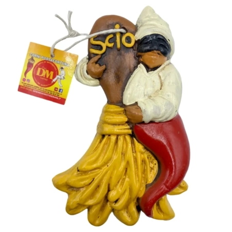Pulcinella su Scopa portafortuna 16 cm