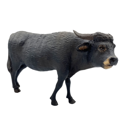 Bufalo in terracotta con occhi in vetro