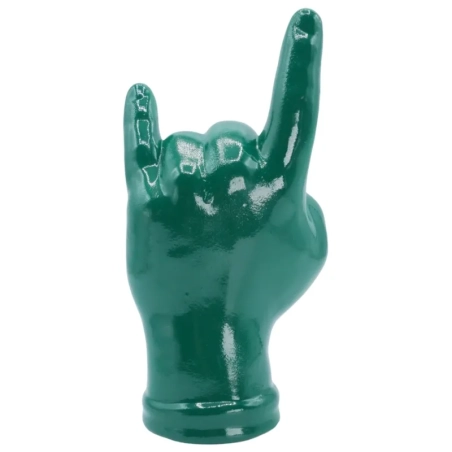 Corna mano portafortuna verde petrolio in terracotta