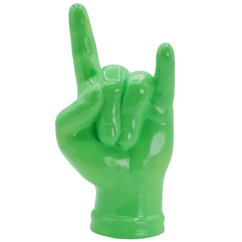Corna mano portafortuna verde prato in terracotta