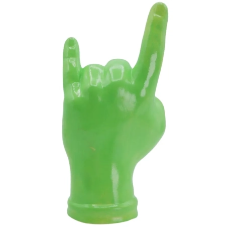Corna mano portafortuna verde prato in terracotta