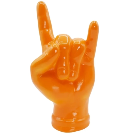 Corna mano portafortuna arancione in terracotta
