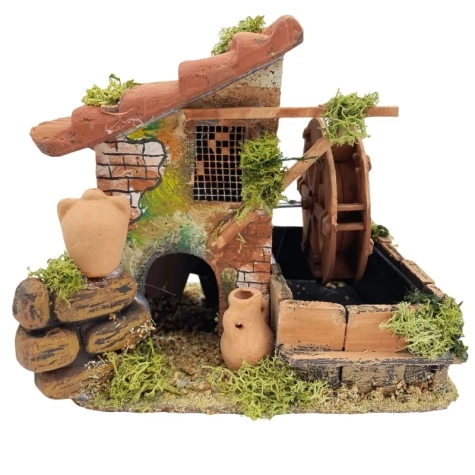 Mulino ad acqua in sughero con ruota laterale 15 cm