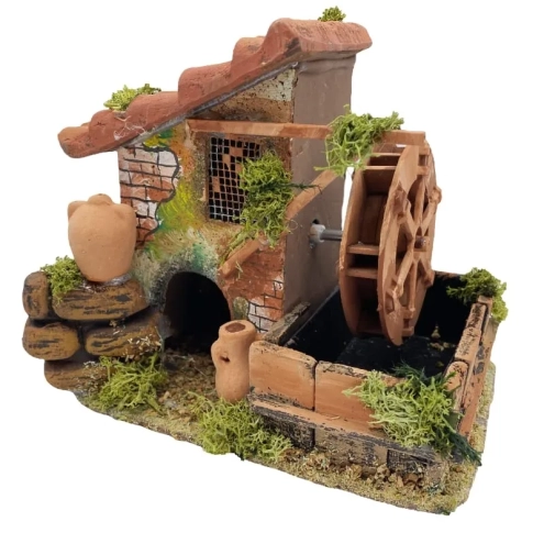 Mulino ad acqua in sughero con ruota laterale 15 cm