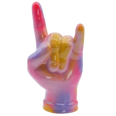 Corna mano portafortuna arancione fluo in terracotta