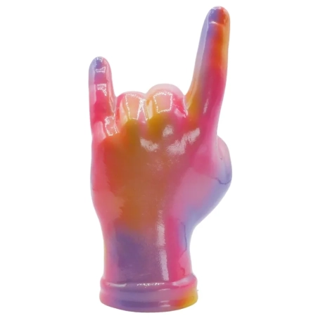 Corna mano portafortuna arancione fluo in terracotta