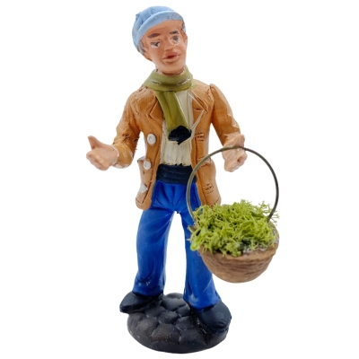 Uomo con verdure in terracotta 10 cm