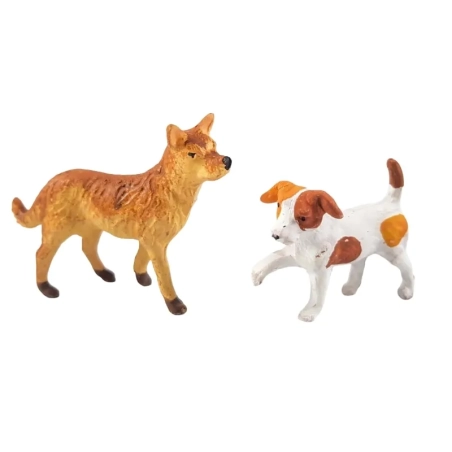Coppia di cani in terracotta per pastori da 7 a 10 cm
