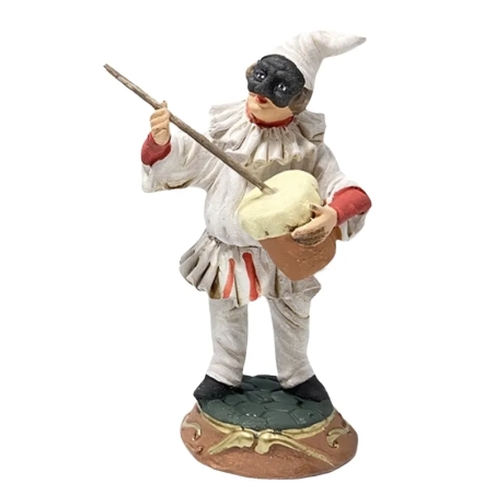 Pulcinella in terracotta con putipù 12 cm