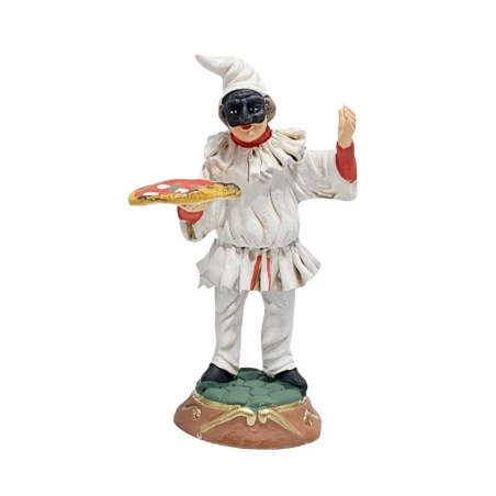Pulcinella in terracotta con pizza 12 cm