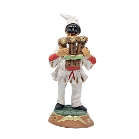 Pulcinella in terracotta con triccaballacche 12 cm