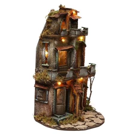 Presepe in sughero con luci 50 cm