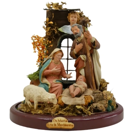 Campana da 25 cm con natività in terracotta da 15 cm
