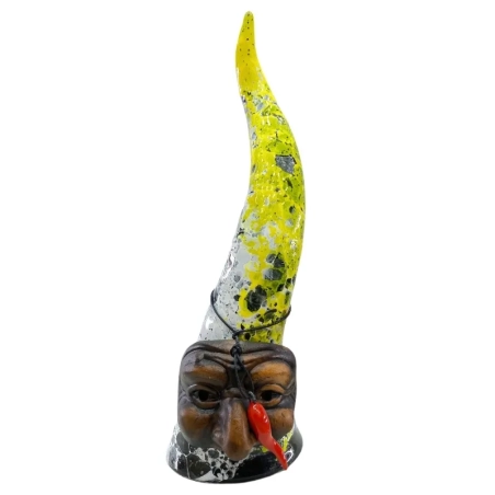 Corno di Pulcinella in ceramica rosso multicolore 25 cm