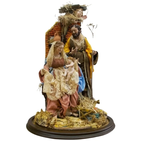 Campana con natività statuine del 700 napoletano da 55 cm