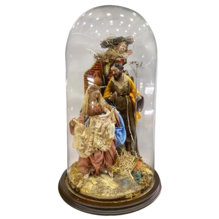 Campana con natività statuine del 700 napoletano da 55 cm