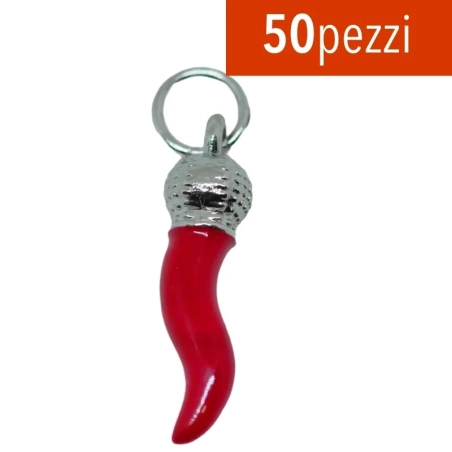 50 Ciondolo portafortuna con corno borbone 3 cm