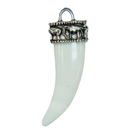 Ciondolo con corno bianco portafortuna 5 cm