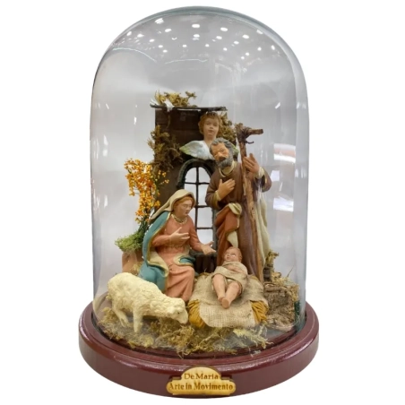 Campana da 25 cm con natività in terracotta da 15 cm