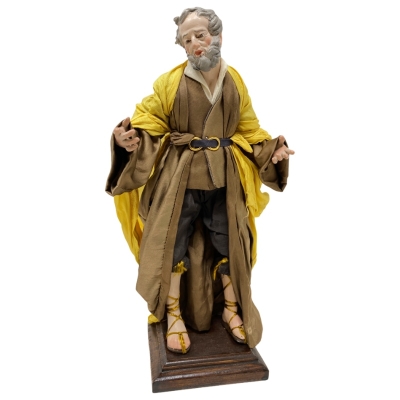 San Giuseppe con occhi in vetro e vestiti in stoffa san leucio 25 cm
