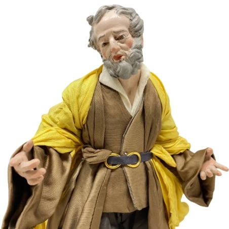 San Giuseppe con occhi in vetro e vestiti in stoffa san leucio 25 cm