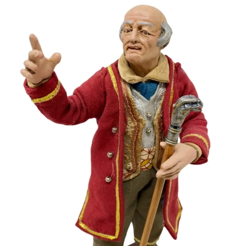 Aristocratico con occhi in vetro e vestiti in stoffa san leucio 25 cm
