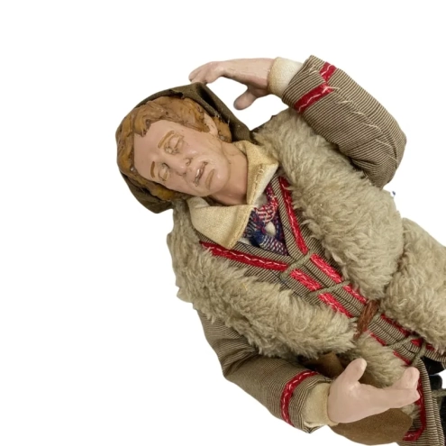 Benino pastore del presepe con vestiti in stoffa san leucio ed occhi in vetro 35 cm