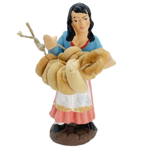 Donna con ceppo di frise in terracotta 10 cm