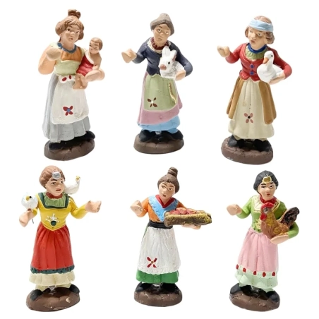 Set da 6 pastori donne in terracotta 7 cm