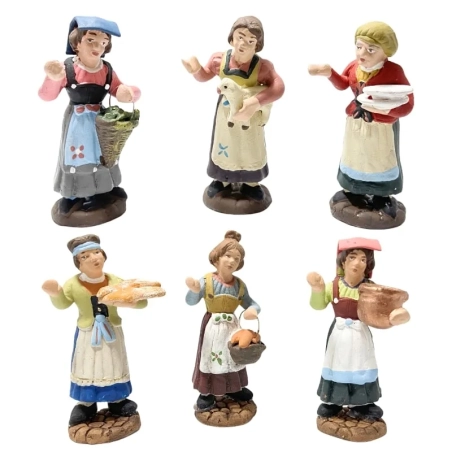 Set da 6 statuine donne in terracotta 7 cm