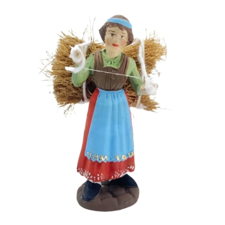 Contadina che trasporta fascine in terracotta 7 cm