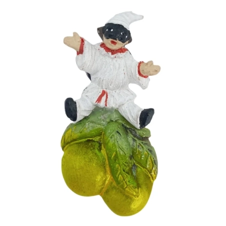 Pulcinella con ceppo di limoni sorrento in terracotta con magnete