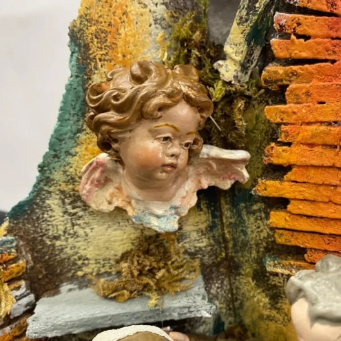Campana con natività statuine del 700 napoletano da 55 cm